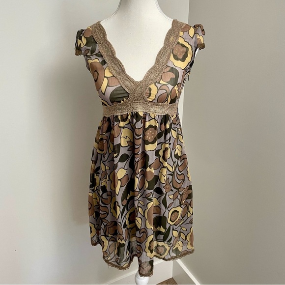 Vintage Y2K Costa Blanca Babydoll Lace Trim Dress Size Extra Small - Picture 1 of 7